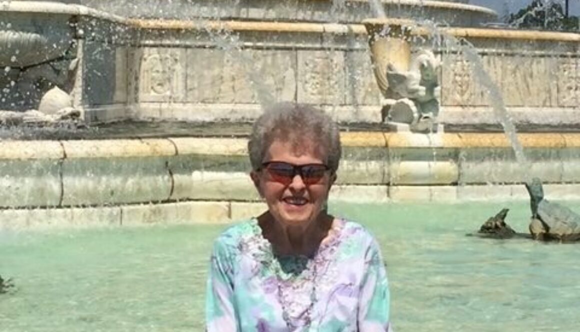 Woman at fountain