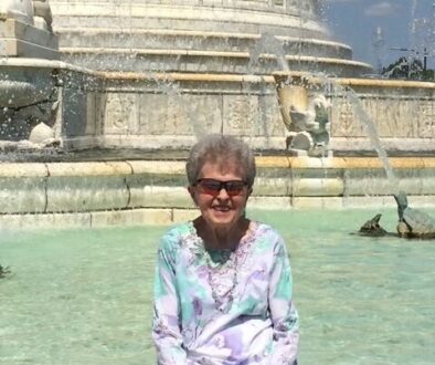 Woman at fountain