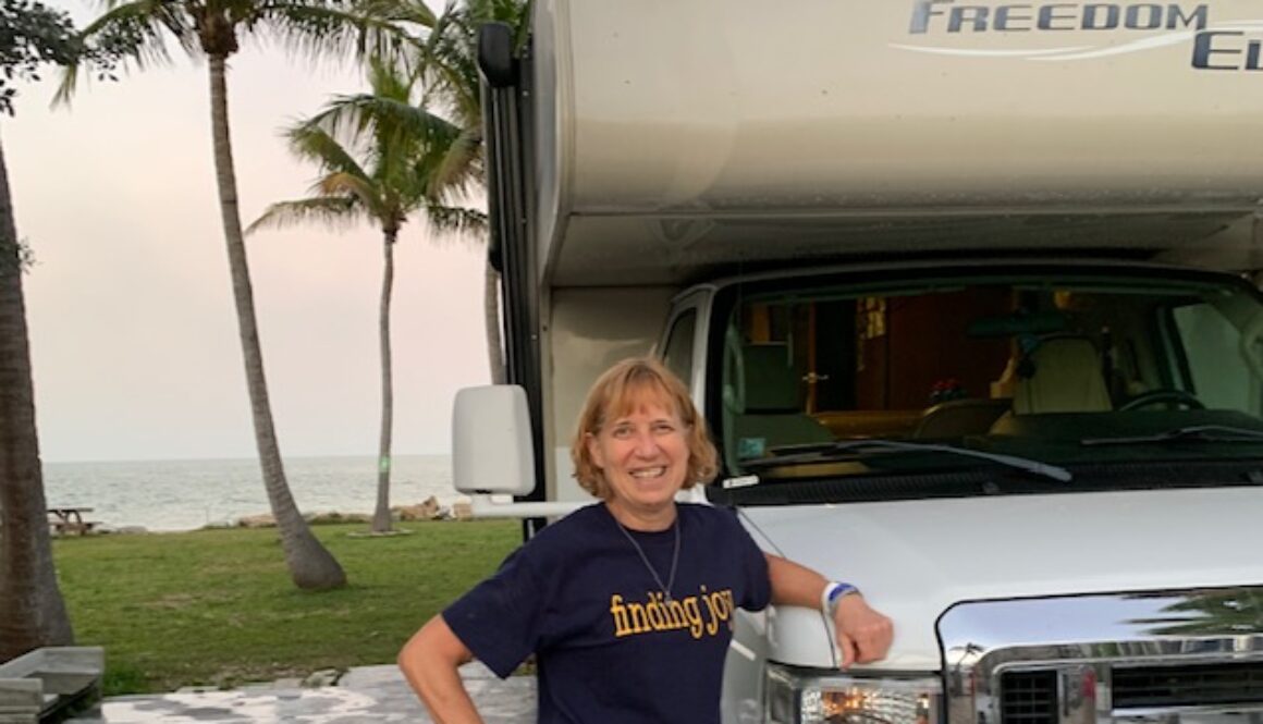 Woman by motorhome at Long Key