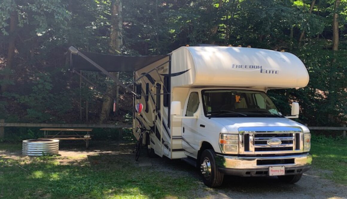 motorhome parked at campground