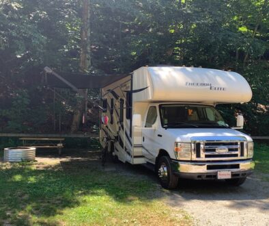 motorhome parked at campground