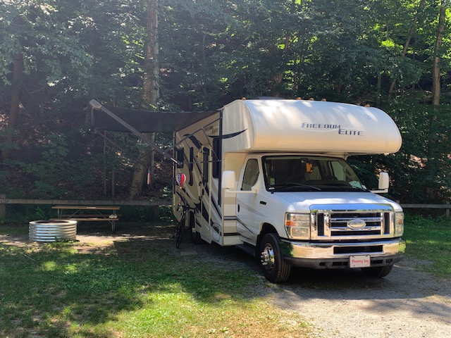 motorhome parked at campground