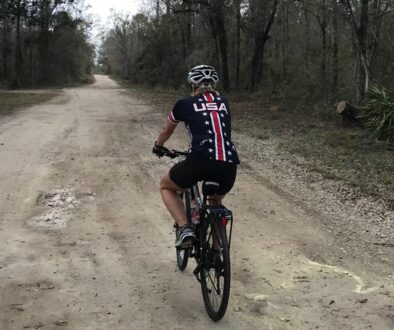 Riding away on a dirt road